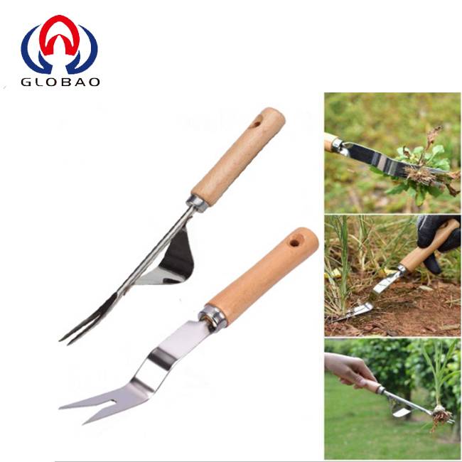 Spot Metal Garden Wood Handle Digging Puller Weeding Tool Wooden Handle Garden Weeder